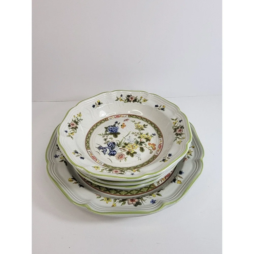 Mikasa Heritage Imari Bouquet F2006 Floral Plate Bowl Set Japan 4pc